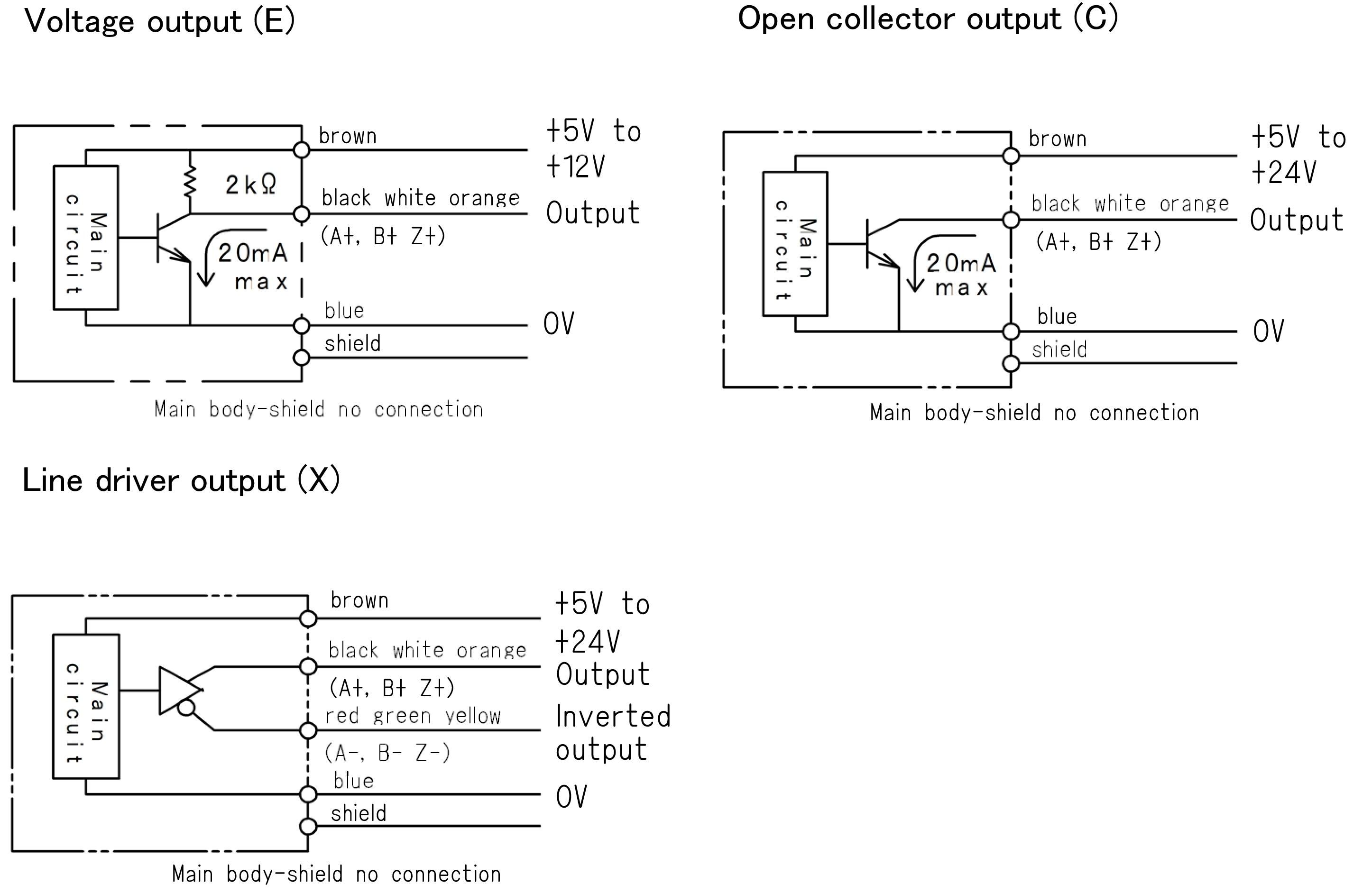 Output circuit diagrams